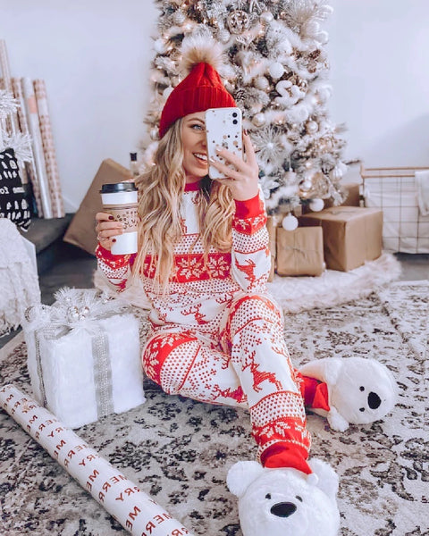 Christmas pyjamas - red and white patterns