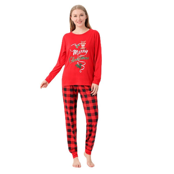 Christmas Family Pyjamas with checked/plaid bottoms
