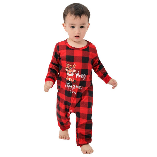 Christmas Family Pyjamas with checked/plaid bottoms