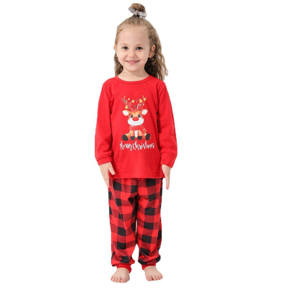 Christmas Family Pyjamas with checked/plaid bottoms