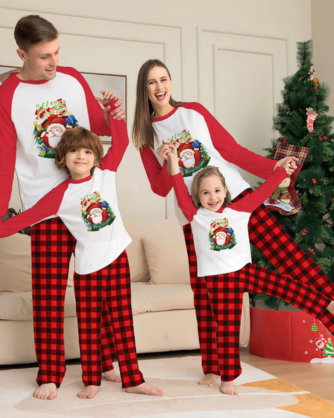 Matching Family Christmas Pyjamas – Plaid Pants & Long Sleeve Tops