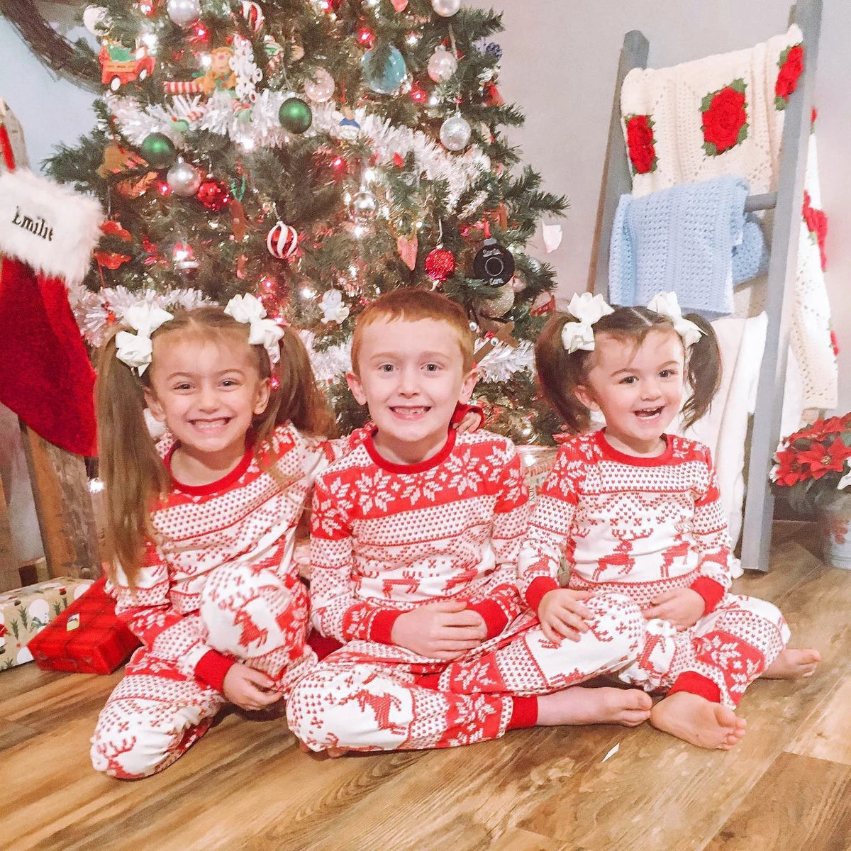 Christmas pyjamas - red and white patterns