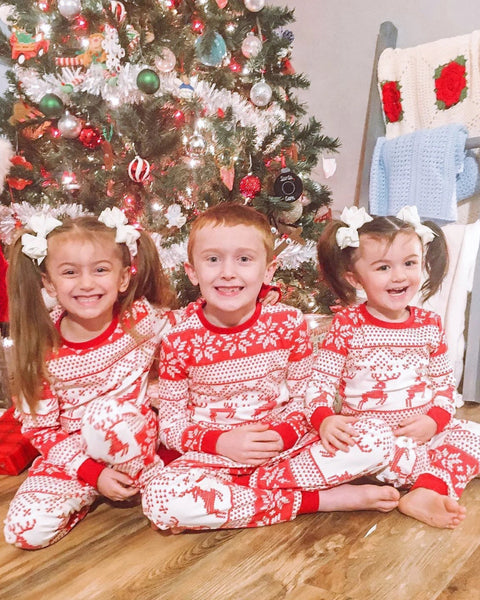 Christmas pyjamas - red and white patterns