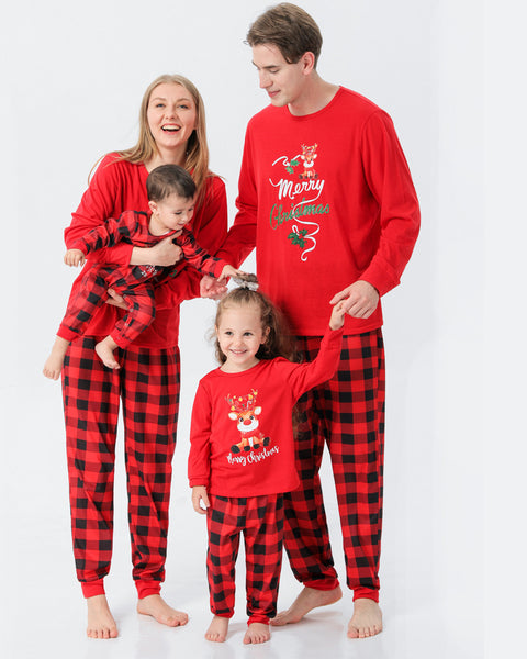 Matching Family Christmas Pyjamas – Checked Plaid Bottoms