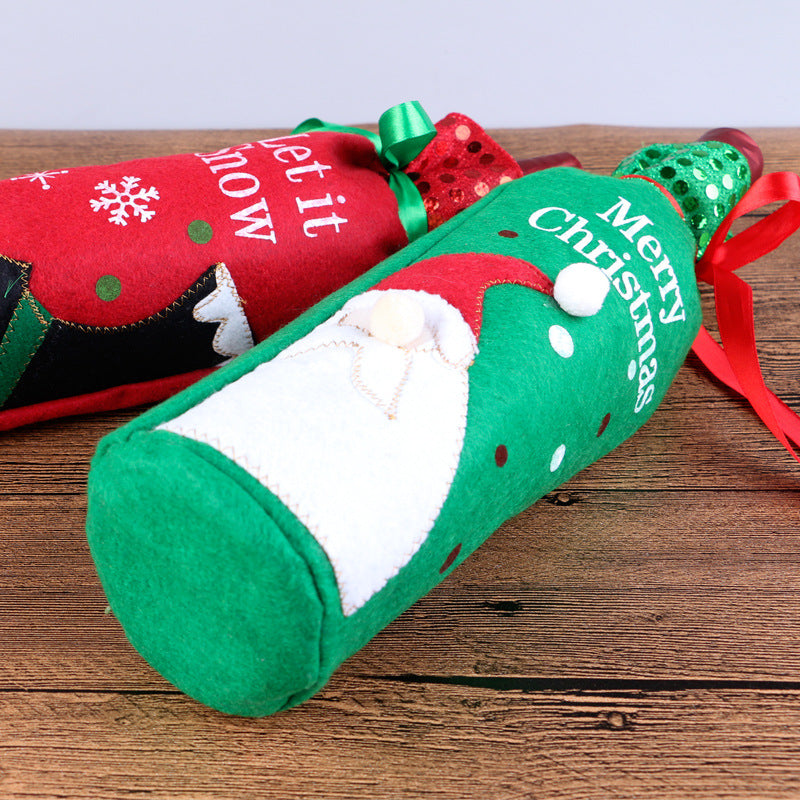 Christmas Ornament Wine Bottle Set Christmas Decorations Red Wine Gift Gift Bag