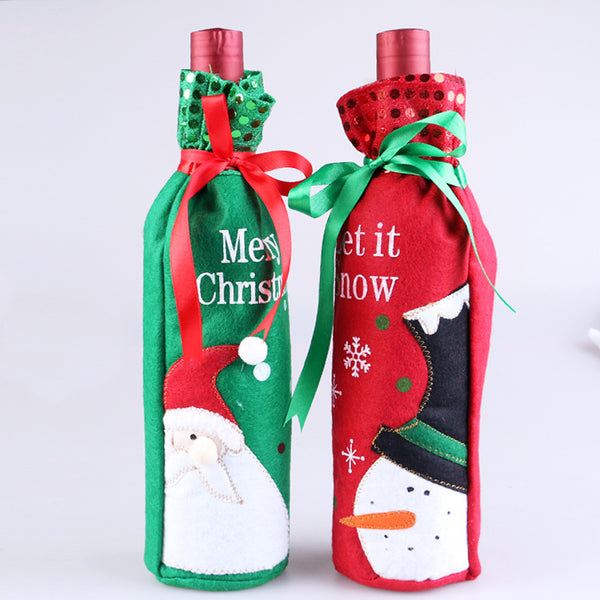 Christmas Ornament Wine Bottle Set Christmas Decorations Red Wine Gift Gift Bag